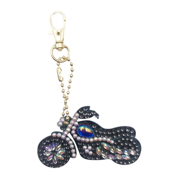 Motorcycle Special Shaped DIY Bright Diamond Painting Keychain Kit
